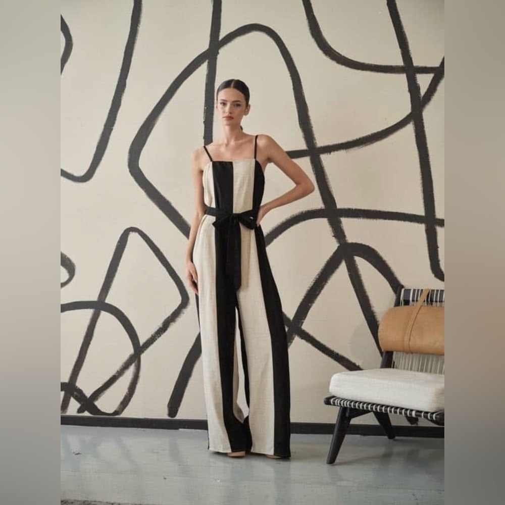 NWT Aaron and Amber Linen Wide Leg Jumpsuit - Picture 2 of 11